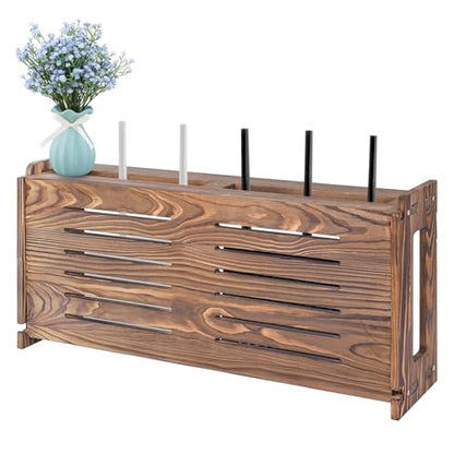 Router Shelf Wall Mount WiFi Router Storage Box Modem Cable Router Cover Organized Power Strip Cable Management Hider Rack by Wood Need Assembly 26 * 9.8 * 5.4 in(L* H * D) SSE
