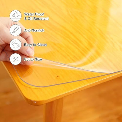 Clear Desk Mat 38 x 72 Inch, 1.5mm Thick Clear Table Protector, Protector for Dining Room Table, Waterproof Vinyl Tablecloth Pad Mat for Kitchen, Dresser, Writing Desk - size: 72" x 38"