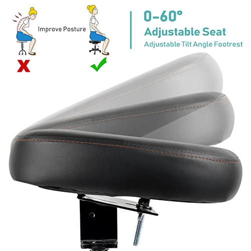 Lilithye Footrest Stool Under Desk Adjustable Height and Tilt Angle Footrest Ottoman Ergonomic Foot Stool with Wheels 360° Rolling for Home Office (New Black) - color: New Black