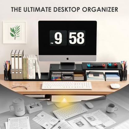 OPNICE Desk Organizers and Accessories, Dual Monitor Stand Riser - color: Matte Black