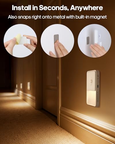 GOODEA 4 Pack Motion Sensor Night Lights, Rechargeable Stair Lights Indoor