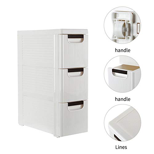 3-Drawer Rolling Cart Organizer Unit with Wheels Narrow Slim Container Storage Cabinet for Bathroom Bedroom Bookshelf Closet Organizers Book Shelf Bookcase