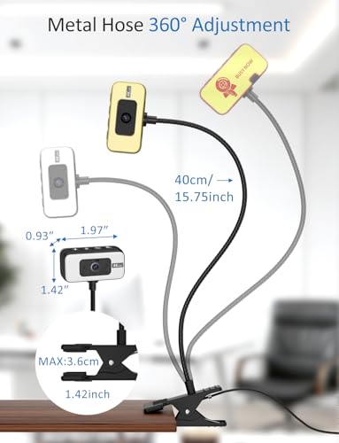 Webcam for PC, 4K Streaming Camera with Light, Web Camera for Desktop/Laptop Computer Webcam with Microphone, Plug and Play USB Web Cam with Bracket, for Video Calls and Meetings