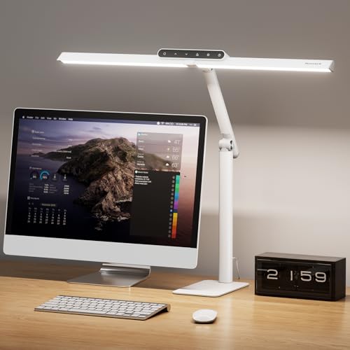 Honeywell HJ1WT 1200LM LED Desk Lamp Dimmable Lamp for Desk | Sunturalux Chips, CRI≥97, 4 Color Temps, Workbench Architect Task Lamp with Base, White - style: White Base