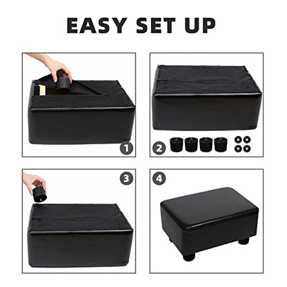 CAROLMADE Small Foot Stool Ottoman Footstool with Legs Under Desk Footrest for Living Room Bedroom and Office, Black - color: Pu Black, size: 11"d X 15.4"w X 8.3"h