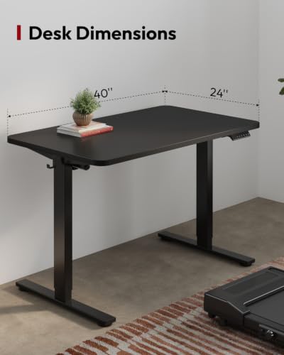 SANODESK 40''x24'' One-Piece Height Adjustable Electric Standing Desk - color: Black Frame+ Black Top, size: 40x24