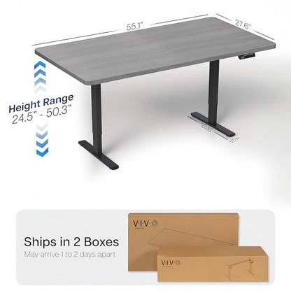 VIVO Dark Gray 55 x 28 in Standing Desk, DESK-KIT-2B55G - color: Dark Gray Top / Black Frame, size: 55 x 28