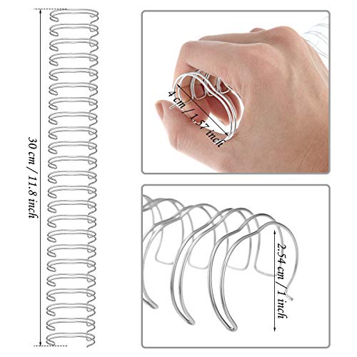 Zonon 6 Pieces Binding Wire Twin Loop Spines Double Loop Binding Wire 1 Inch Cinch Diameter 23 Holes for Teacher Student Document Notebook Making(Silver) - color: Silver