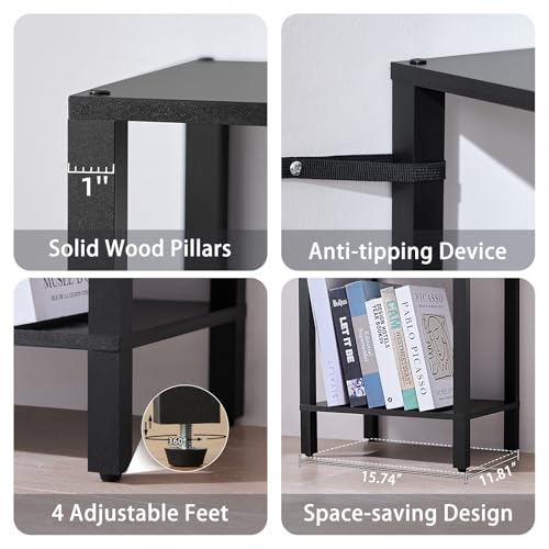YUFAM 6 Tier Tall Skinny Bookshelf, Narrow Bookcase, Wooden Shelf, Black - color: Black, size: 6-Tier