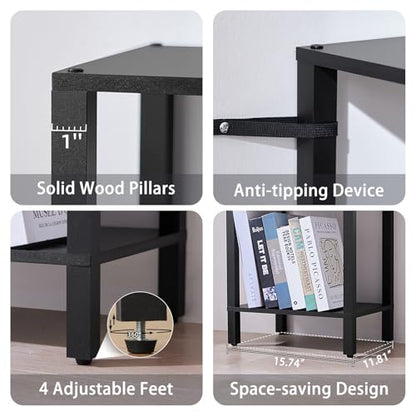 YUFAM 6 Tier Tall Skinny Bookshelf, Narrow Bookcase, Wooden Shelf, Black - color: Black, size: 6-Tier