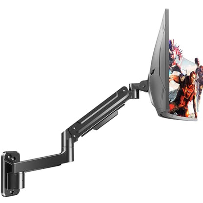 Monitor Wall Mount fits 22"-49" Ultrawide Flat & Curved Screens, Heavy Duty Single Monitor Wall Arm Holds 2.2 to 44 lbs, Full Motion Adjustable Wall Bracket, VESA Mount 75x75mm/100x100mm