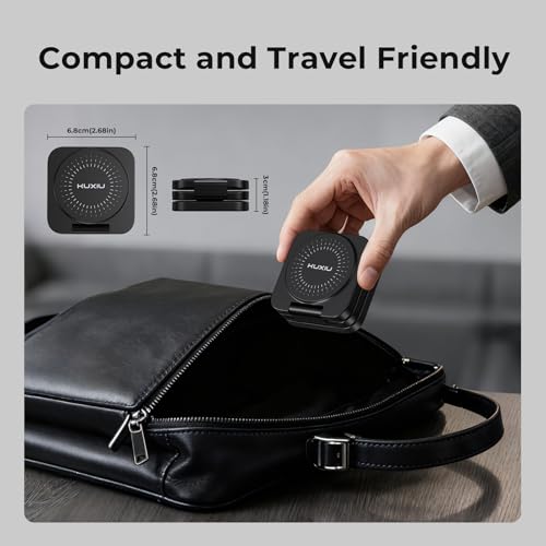 KU XIU X55 Turbo Qi 2.2 25W 3-in-1 Charging Station for Apple Device, Foldable Magnetic Charger for iPhone 17/16, 5W for Apple Watch & AirPods, Fast Travel Wireless Charging Stand with 45W Adapter - color: Black-B