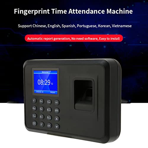 SaditY Fingerprint Time Clock, Intelligent Biometric Fingerprint Password Attendance Machine, Employee Checking in Recorder with 2.4 Inch Display for Office, Factory, Hotel, School