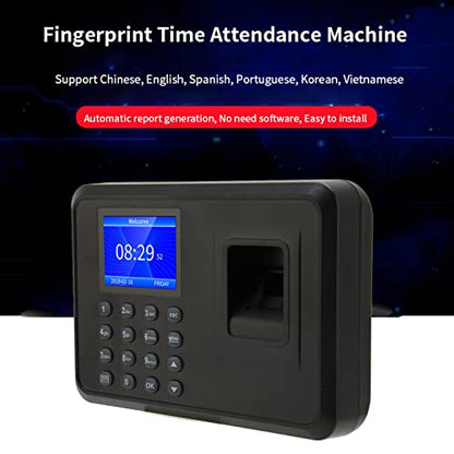 SaditY Fingerprint Time Clock, Intelligent Biometric Fingerprint Password Attendance Machine, Employee Checking in Recorder with 2.4 Inch Display for Office, Factory, Hotel, School