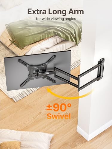 monTEK 37 Inch Long Arm TV Wall Mount for 23-65 Inch TVs | Long Extension TV Mount, Swivel&Tilt&Leveling, Full Motion Wall Mount TV Bracket, Max VESA 400 x 400mm, Up to 77 lbs - size: 23"-65" TV / 37" Long Arm