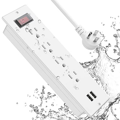 Conference Recessed Power Strip Waterproof,Furniture Recessed Power Strip with 4 Outlets,2 USB,Table Surge Protector,Flush Mount Water Resistant,6ft Cable with Flat Plug - color: White, size: 4 Outlets