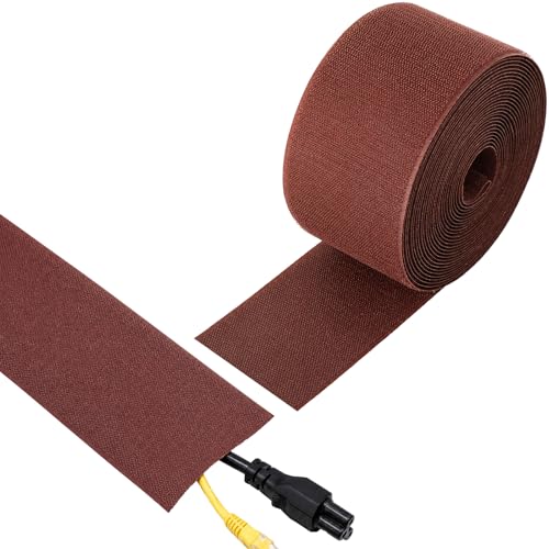 WILLBOND Cord Cover for Carpet, 24.6 ft x 3 in Floor Cable Management Strip, Reusable Hook and Loop Cord Protector for Wires on Carpet, Cuttable Wire Hider for Office Desk Home, Brown - color: Brown
