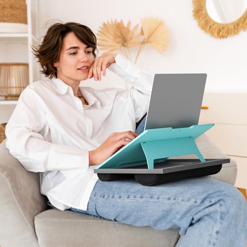 HUANUO Lap Desk with 8 Adjustable Angles – Up to 15.6" Laptop, Turquoise - color: Turquoise
