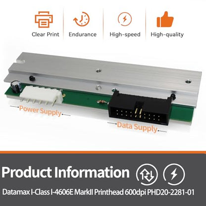 GETPARTS PHD20-2281-01 New Printhead for Datamax I-Class I-4606E MarkII Thermal Barcode Printer OEM Replacement 600dpi 20-2281-01 - size: I-4606E Mark II