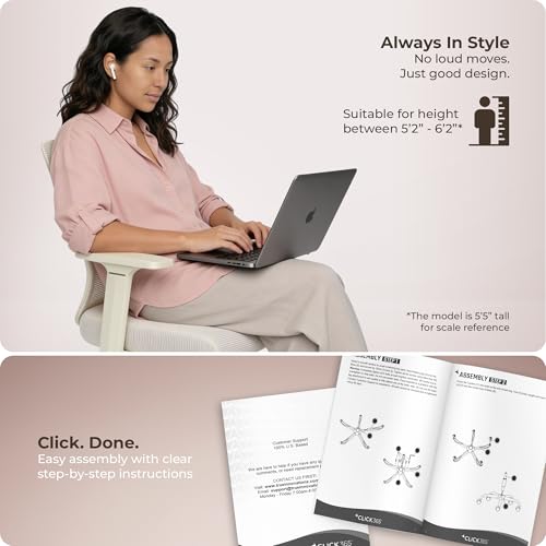 Click365 Ergonomic Office Chair with Lumbar Support, Mid-Back Mesh Chair - color: M120/Cream