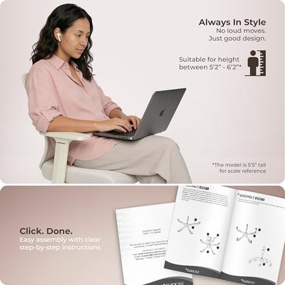 Click365 Ergonomic Office Chair with Lumbar Support, Mid-Back Mesh Chair - color: M120/Cream