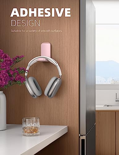 Lamicall Headphone Stand, Sticky Headset Hanger, Adhesive Headphone Holder | Headset Hook Mount Clip Under Desk, Earphone Clamp for Airpods Max, HyperX, Sennheiser, Pink - style: Pink - One Pack