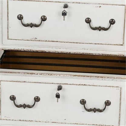 Ashford & Sons Jr Executive Media Lateral File Cabinet, Poplar Solids with White Oak and Birch Veneers, Weathered Brown Top Whitewash Finish, 2 Locking Full Extension Drawers, Antique Pewter Hardware - size: Lateral File
