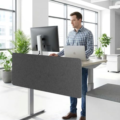 Felt Desk Divider, Clamp-On Privacy Panel, 24 x 48 Inch, Dark Gray - color: Dark Gray, size: 24×48 in