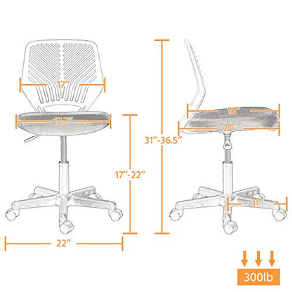 Topeakmart Armless Small Office Desk Chair, Adjustable Height Swivel, Purple - color: Purple