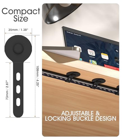 Cable Management Under Desk, Adhesive Cable Ties, 30Pack-Black - color: Black, size: 30 Pack