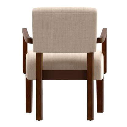 FAGAGA Accent Chair, Armchair with Solid Wood Frame and Legs, Beige - color: Linen Beige, size: One Chair