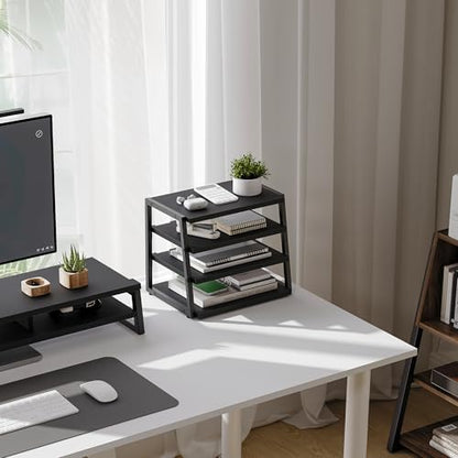 Fenge Desk Shelf Organizer, 4-Tier Tower Desktop Office Shelves, Black - color: Black