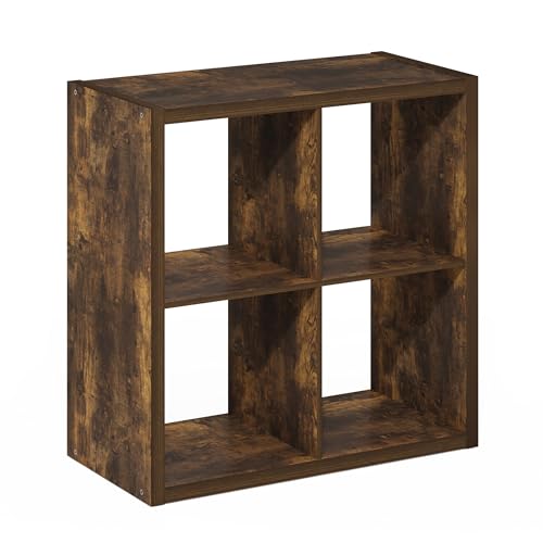 4-Cube Bookshelf, Cubicle Shelf Bookcase with Open Back, Position Reversible Book Shelf, 15 x 30 x 30, for Home Office, Living Room, Amber Pine - color: Amber Pine, size: 4 Cube
