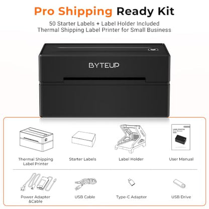 Bluetooth Thermal Shipping Label Printer, 4x6 Wireless for Business | Inkless 150mm/s 203 DPI, Intelligent Paper Return, for Phone Android Windows Mac Chromebook