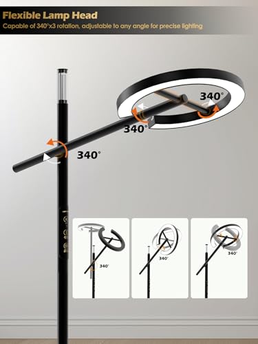 10000 Lux Light Therapy Lamp, Smart Floor Sunlight Lamp, Happy Therapy Lamp | UV-Free Full Spectrum LED Floor Lamp, Alexa/Remote/App Control, 7 Brightness & 4 Color Temps, Task Lamp Reading Floor Lamp - style: Smart (H1)