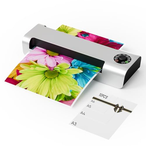 Crenova 13" 4-Roller Laminator Machine, 7 Pouch Thickness Options, 3-10 Mil | Thermal & Cold Dual Mode, Anti-Jam Technology, Auto Shutoff, Fast 55s Warm-Up, Includes 10 Laminating Sheets
