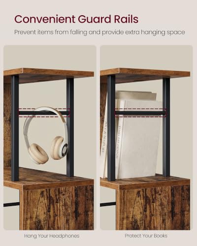 VASAGLE 6-Tier Book Shelf, S-Shaped Tall Display Shelf for Living Room - color: Rustic Brown, style: 6-Tier (15"W)