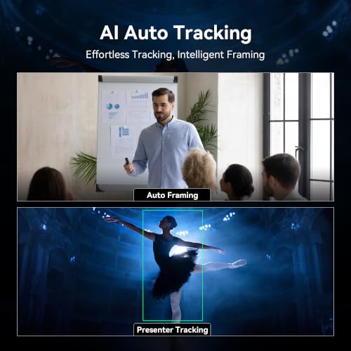 Tenveo AI Auto-Tracking PTZ Camera 3X Optical + 4X Digital Zoom, USB3.0/HDMI/RS232, 93° Wide-Angle for Video Conferencing, Business Meetings, Live Streaming, Church, Worship, Zoom, Teams, OBS - color: Obsidian