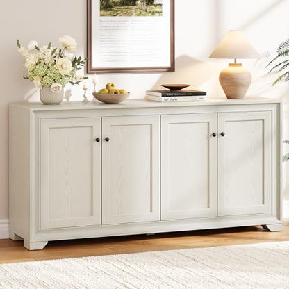 ONBRILL 60" Buffet Cabinet with Storage, 4 Doors & Adjustable Shelves, Grey - color: Grey
