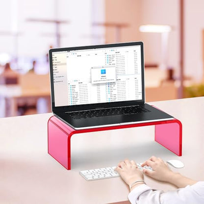 Acrylic Monitor Stand Riser Pink Laptop Stand Riser L15 xW7.5 xH4 - size: 15''-Pink
