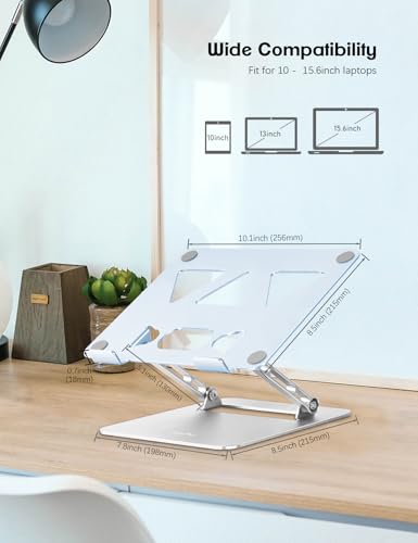 Aoviho Adjustable Laptop Stand for Desk,Portable Laptop Stand Holder and Riser,Foldable Aluminum Notebook Computer Stands for MacBook Air Pro HP Lenovo Dell Samsung, 10-15.6 inch (Sky Blue-Silver) - color: Sky Blue-Silver
