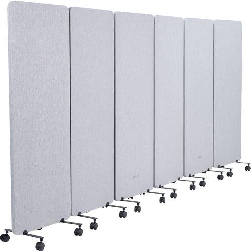 VIVO Freestanding 145 x 66 inch Privacy Panel System, Mobile Cubicle Divider, Acoustic Wall Partition, x6 24 inch Panels, Gray, PP-KIT-T145G-M - size: 145"