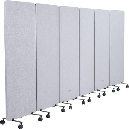 VIVO Freestanding 145 x 66 inch Privacy Panel System, Mobile Cubicle Divider, Acoustic Wall Partition, x6 24 inch Panels, Gray, PP-KIT-T145G-M - size: 145"