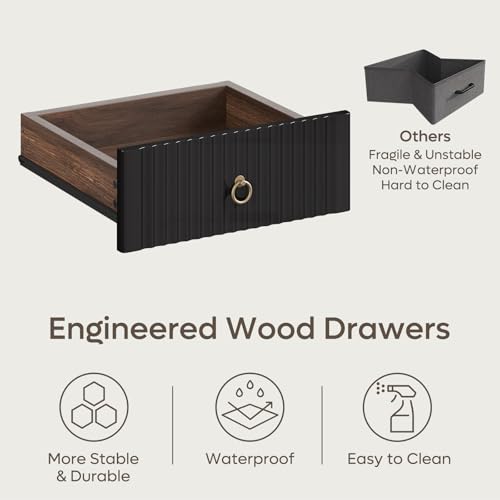 Bestier 55 Inch Wood Computer Desk with File Drawer & Keyboard Tray, Cherry | Fluted Panels, Ring Handles, File Drawer Letter/Legal, Storage Drawer, Keyboard Tray, Reversible, 2 Hooks, 150 Lbs, P2 Board - color: Cherry, size: 55 Inch