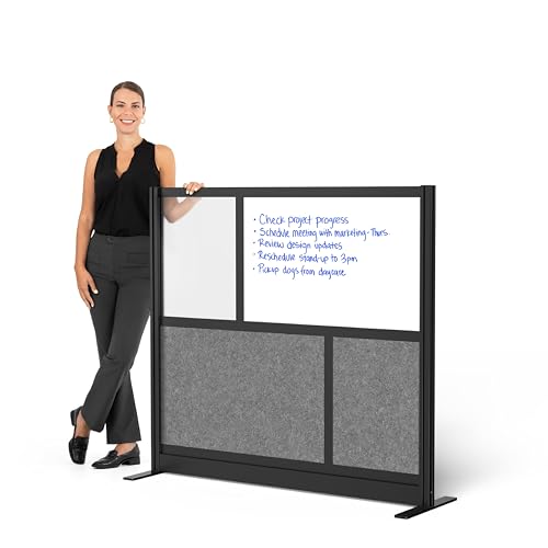 Workflow Modular Wall | Room Divider with Whiteboard, Sound-Dampening, & Frosted Acrylic Panels | Expandable Office Partition for Privacy & Productivity (53" x 48") - size: 53'' x 48''