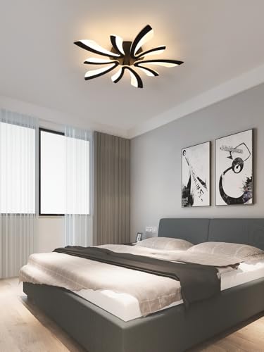 Goeco Modern Ceiling Light, 27.5'' Dimmable LED Black Acrylic V-Shaped Flush Mount Ceiling Lights, 3000K/4000K/6500K with Remote Control Ceiling Light Fixture for Living Room, Dining Room, Bedroom - color: Black V Shaped
