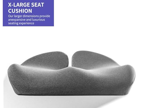 SupremeComfort X-Large Gel Infused Memory Foam Seat Cushion for Office Chair, Kitchen Chair, Car Seats- Elevate Your Seating Experience -Pressure Sore and Tailbone Pain Relief