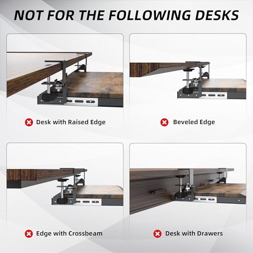 ETHU Corner Keyboard Tray Under Desk with Metal Rail, 26.8x11.8", Walnut - color: Wood