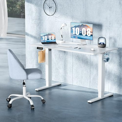 DUMOS 55 Inch Electric Standing Desk, Memory Adjustable Home Office Desk - color: White, size: 55-Inch