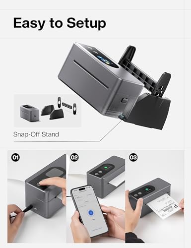 Phomemo 4x6 Shipping Label Printer with Touch Screen | Wireless bluetooth thermal label printer for small business & packages, compatible with Amazon Shopify Etsy UPS USPS - color: Grey